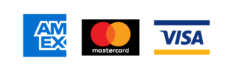 American Express, Mastercard, and VISA logos